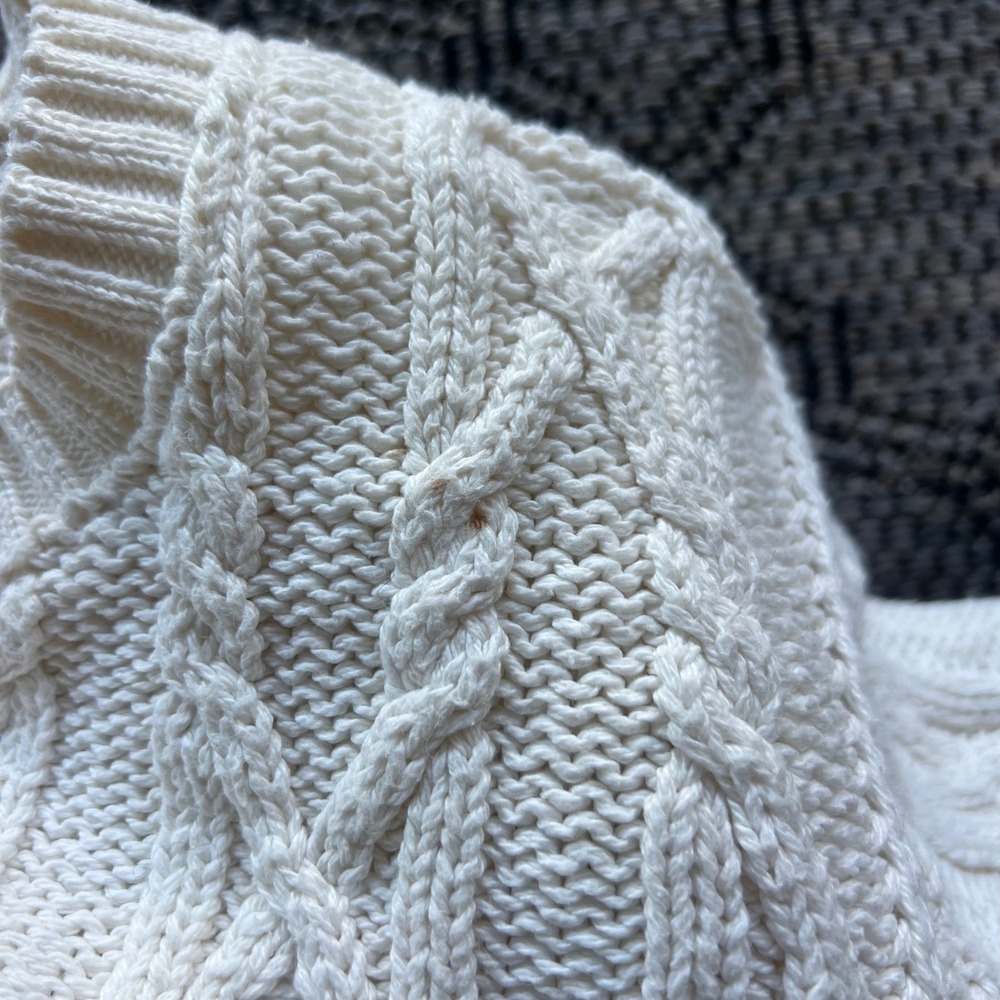 Vintage Parkhurst Sweater Womens Large Cream Cable Knit Cardigan Cotton Blend - Picture 5 of 8